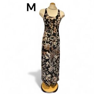 JUST LOVE Maxi Dress Size Medium Floral Racer Back Stretchy Summer Party
